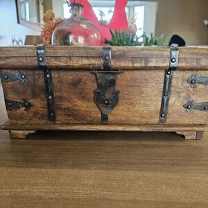 Source Unknown Rustic Wooden Chest with Black Accents